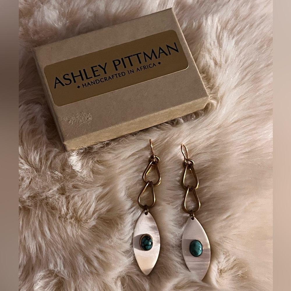 Horn and Turquoise Earrings